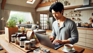 パソコンで通販を利用する男性